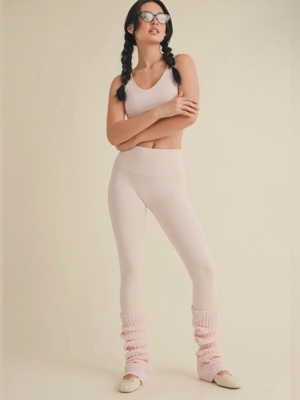 Seamless High-Waist Leggings in Pale Pink